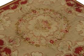 antique aubusson flatweave rug in beige