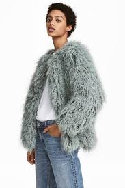 Brandnew H M Faux Fur Coat In Mint Blue