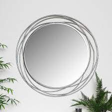 Large Round Silver Swirl Mirror 92cm X