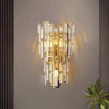 Glam 3 Light Crystal Wall Sconce Golden
