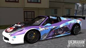 Hi guys welcome to the channel. Mod Car Mbim Ferrari 458 Spider Stiker Anime Washing Dff For Gta Sa Android