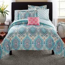 mainstays teal paisley 8 pc bed in a