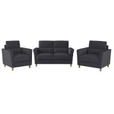 Corliving Georgia 3 Piece Dark Gray Upholstered Loveseat Sofa And Accent Chair Set