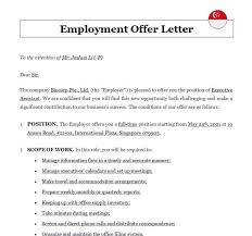 employment offer letter in singapore