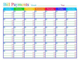 Bill Pay Calendar 2018 Calendar Template