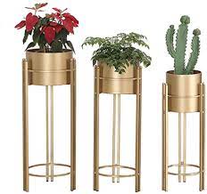 Abuo long green plant pot & stand tall. Plant Stand Set 3 Piece Modern Planter With Tall Metal Stand Decorative Standing Flower Pot Holder Indoor Outdoor Garden Patio Home Decor Gold Amazon Co Uk Kitchen Home