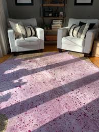 pink metallic on off white cow hide rug