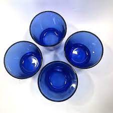 4 Libbey Cobalt Blue Drinking Glasses