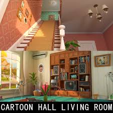 Domestic interior background cartoon living room stock illustrations 3d Cartoon Hall Living Room Turbosquid 1662357