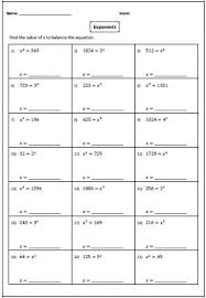 Exponent Worksheets Exponents