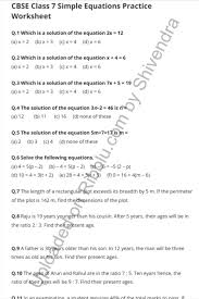 Simple Equations Worksheets For Class 7