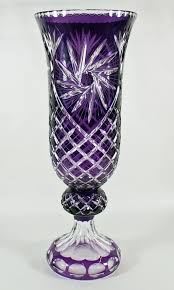 Bohemian Cut Glass Vase Dzyr Cut