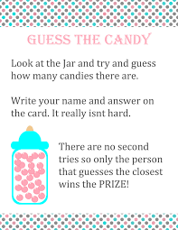 Your shower guests will guess how many candies are in a jar, bottle or container. Guess How Many In The Jar