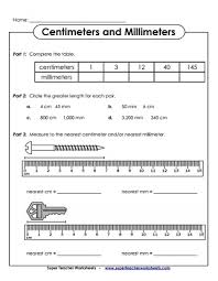 Metric Measurement Worksheets Centimeters Cm And