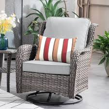 Gray Wicker Outdoor Rocking Chair Set