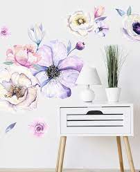 Purple Fl Wall Decals Peony Flower