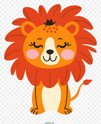smiling lion with closed eyes and