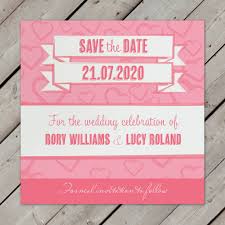 Hand Drawn Style Pink Hearts Design Save The Date Cards