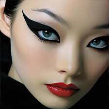 asian woman with dramatic black makeup
