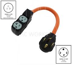 104 strands converts electrical connection type: Ac Works 1 5ft 14 30 4 Prong Dryer Plug To 4 Outlets 20a Breaker Ac Connectors