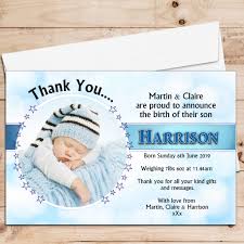 10 Personalised Baby Boy Birth Announcement Thank You Photo Cards N25