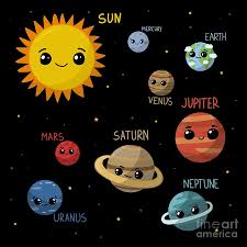 cute cartoon solar system with