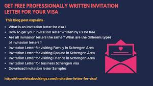Following is a sample invitation letter for visit visa of ireland. Get Free Invitation Letter For Visa Travelvisabookings