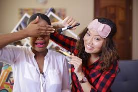 blindfold makeup challenge on sharon