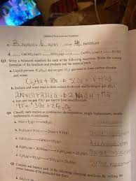 Solved Chemical Reactions And Equations