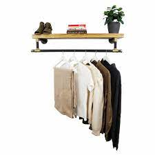 Clothes Rail Rack With Solid Wooden