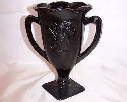 Black Amethyst Glass Loving Cup Vase