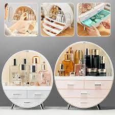 Makeup Storage Organizer Box,Cosmetics Storage Display Rack with  Drawer,Elegant Display Cabinet,Dustproof,Waterproof, Suitable for Bathroom  Countertop, Bedroom Dresser Grey/Pink - Walmart.com