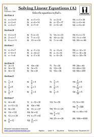 Solving Equations Worksheets Cazoom