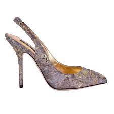 DOLCE & GABBANA Floral Brocade Slingback Pumps Heels BELLUCCI Gold Gray  06951 | eBay