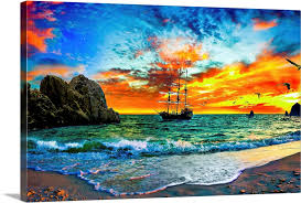Pirate Ship Sailing Into Sunset Pirate