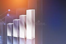 Silver Bar Chart And Network Over Blue Stock Photo Image