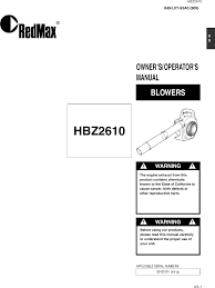 Redmax Hbz2610 Users Manual Om Hbz2610 2009 09 Blowers