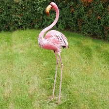 Large Pink Flamingo Metal Sculpture