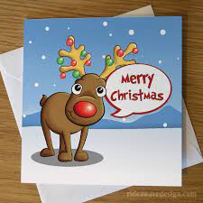 Share the gift of laughter with a whimsical, humorous holiday card! Cartoon Reindeer Christmas Card Greeting Cards Ride A Wave Design