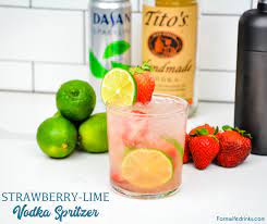 strawberry lime vodka spritzer the