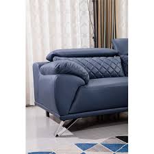 Modern Leather Sofa In Navy Blue