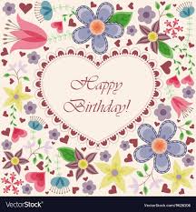 happy birthday card with heart flowers
