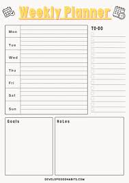 weekly planner template printables