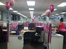 work cubical birthday decor pink