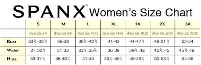 Spanx Womens Size Chart Spanx