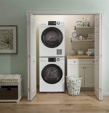 Stacked washer and dryer set. Ge Gewadrewd14832 Stacked Washer Dryer Set With Front Load Washer And Electric Dryer In White