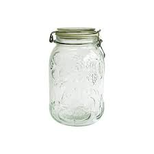 2l Embossed Glass Jar With Clamp Lid