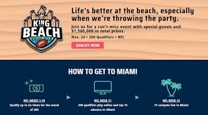 By gordon mcguinness sep 9, 2019. 2019 Draftkings King Of The Beach Nfl Contest 1 500 000 Prizes
