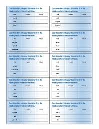 Verb Tenses Chart Task Cards Present Past Future