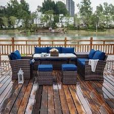 Patio Outdoor Wicker Sectional Sofa Set